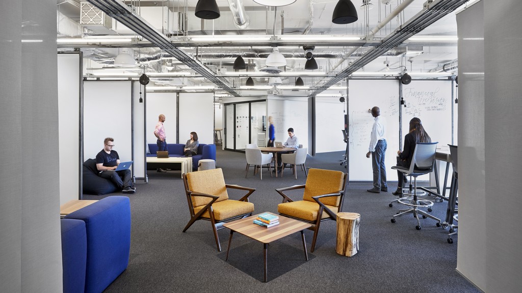 A group of people in a room.